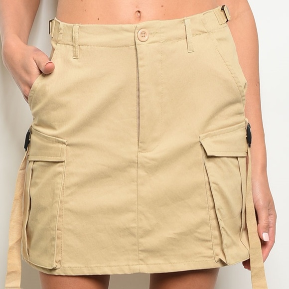 Womens Fashion Khaki Cargo Skirt - Picture 4 of 6